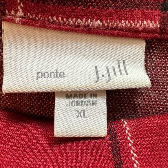 J. Jill Women's XL Ponte Dress Sepia Burgundy Plaid Pockets :) Stretch Business - Picture 3 of 14